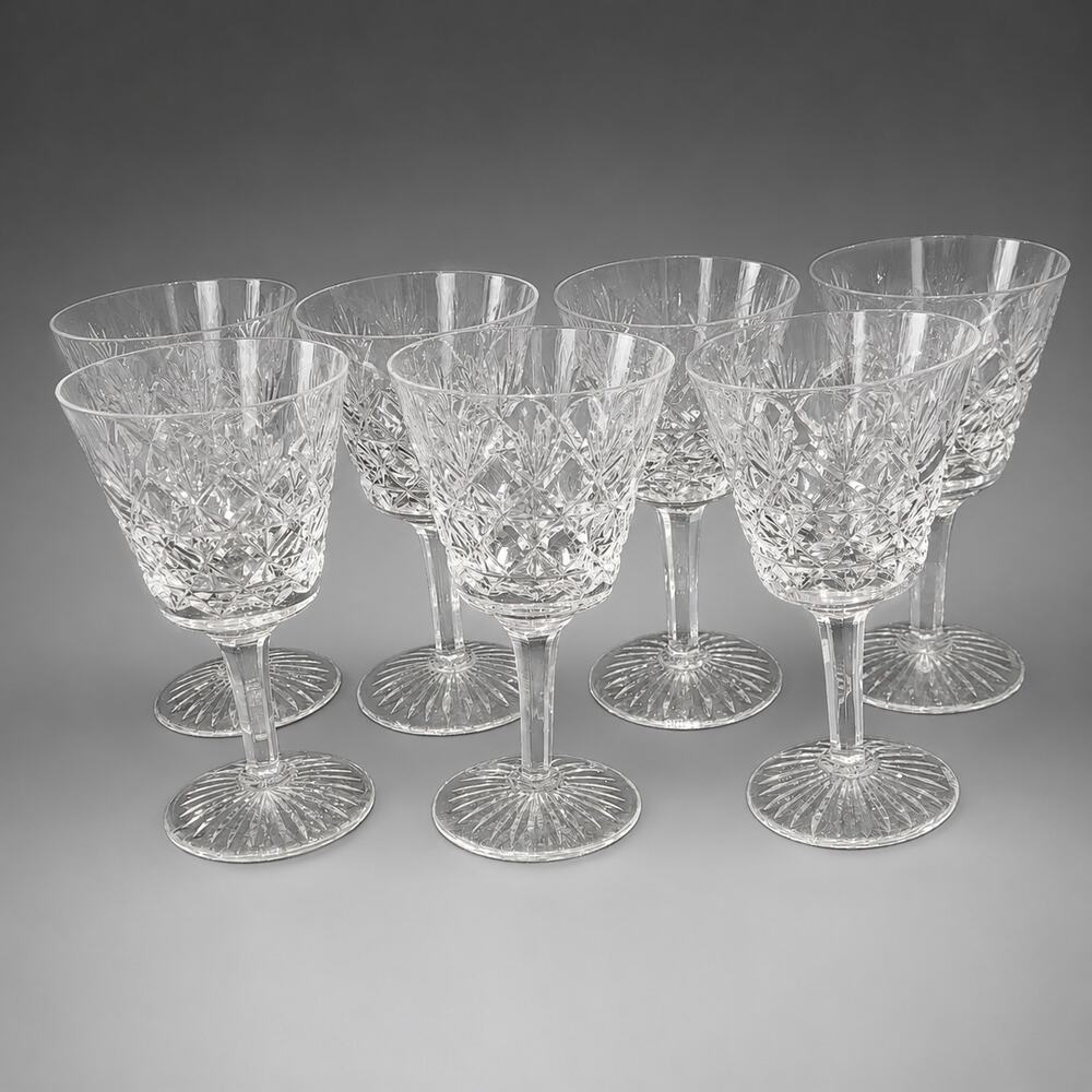 7 Piece Wine Glass Westbury Cut by Stuart Crystal Blown Glass 5.125 inches